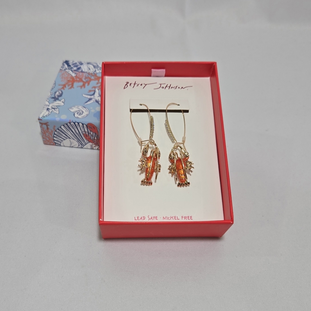 Betsey Johnson Lobster Dangling Earrings #1012